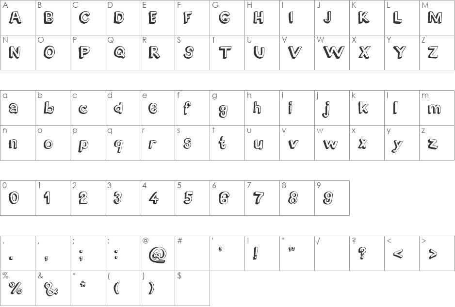 Before The Breakfast font character map preview
