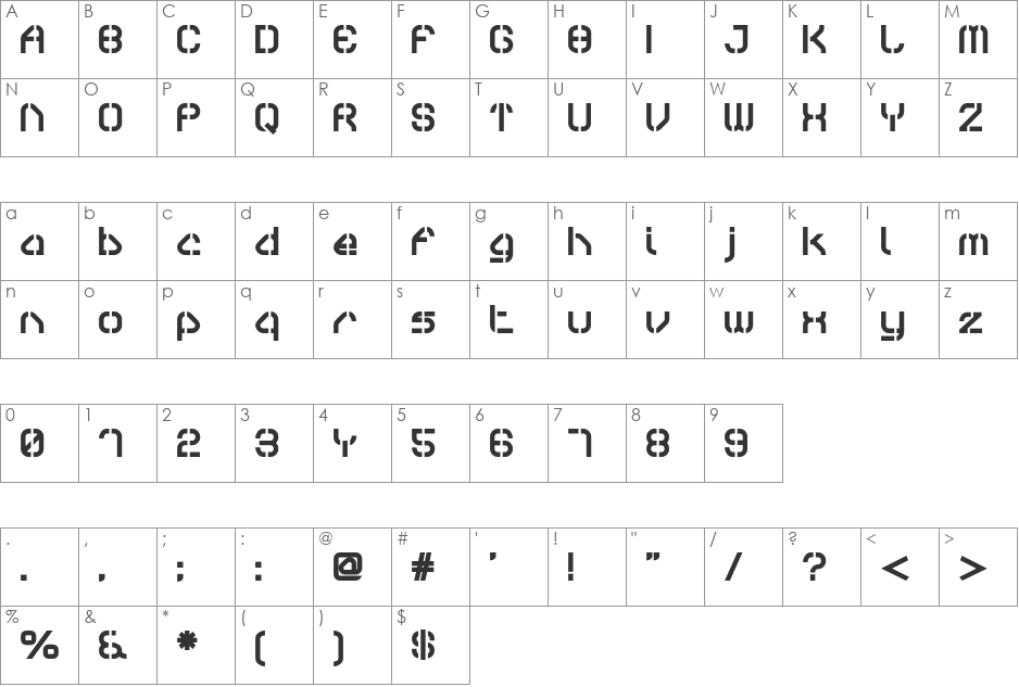 Sylar font character map preview