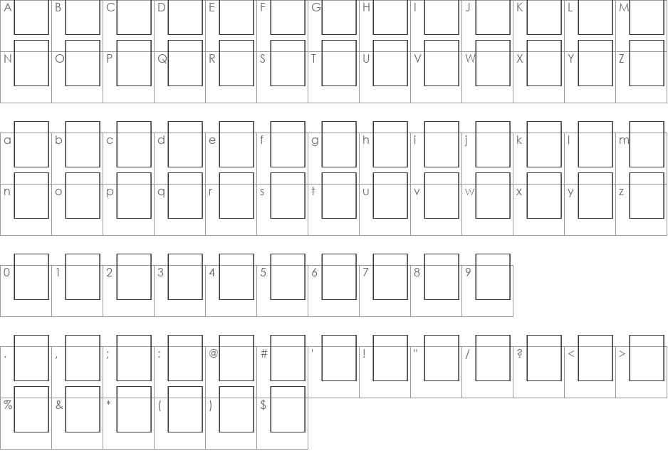 Sylvan-Capitals font character map preview