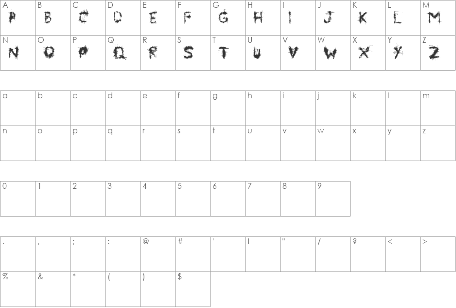 Symbiote font character map preview