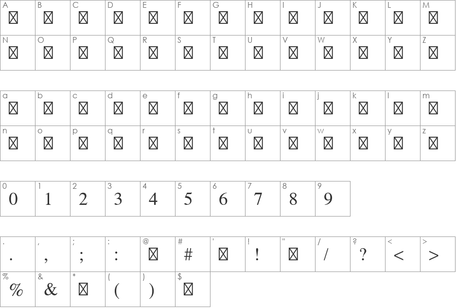 Symbol Std font character map preview