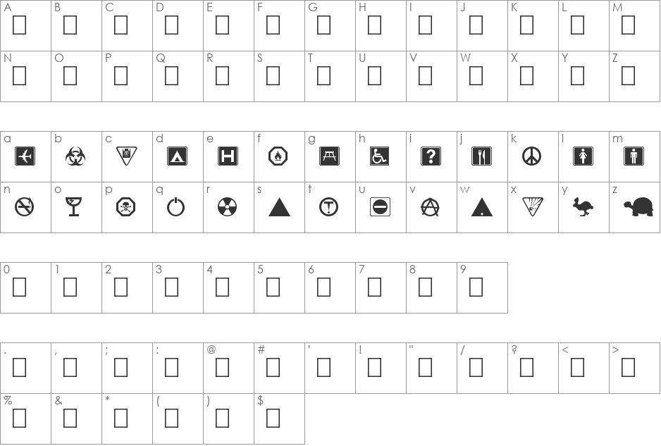 Symbolix - DGL font character map preview
