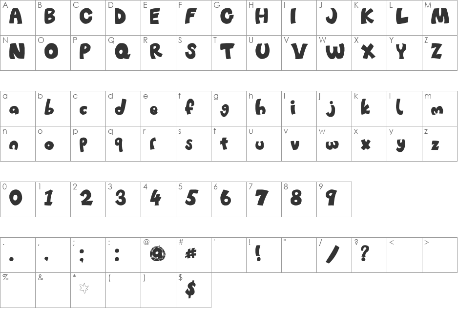 Before_Attack font character map preview