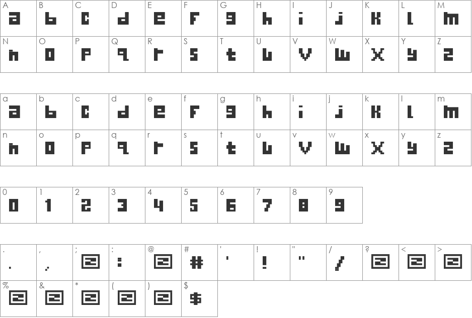 begginner font character map preview