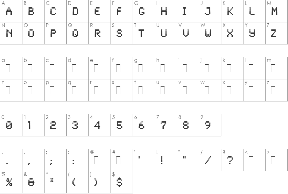 Synchro font character map preview