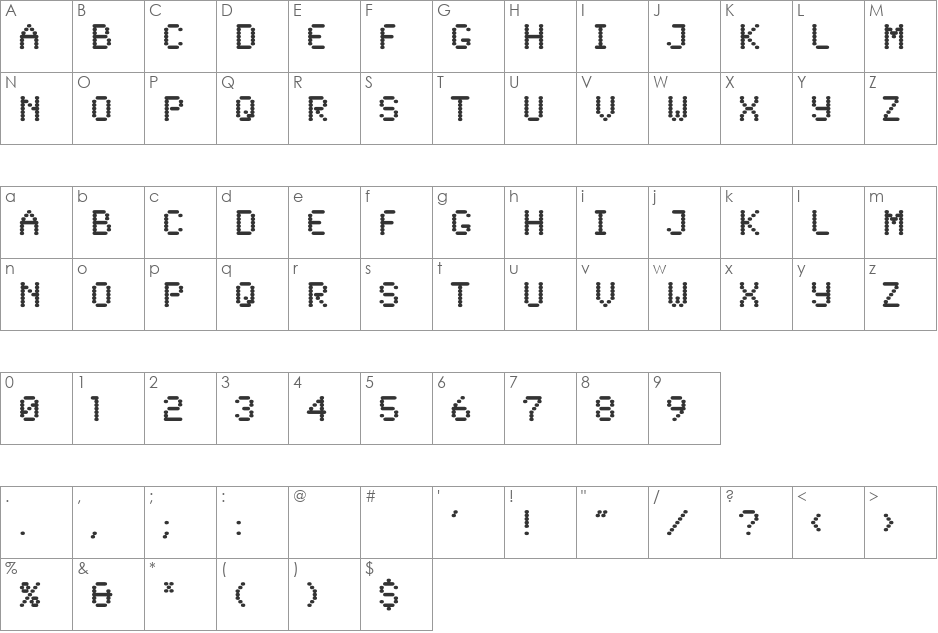 Synchro font character map preview