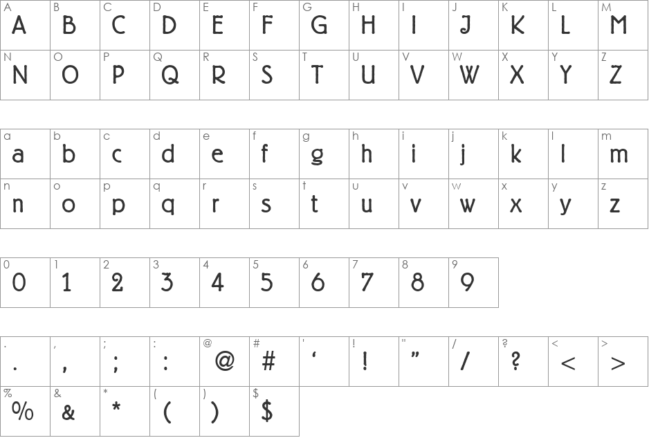 BeginnerDB font character map preview