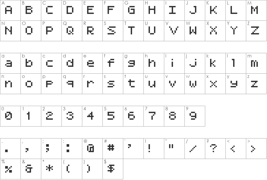 Synchronizer NBP font character map preview