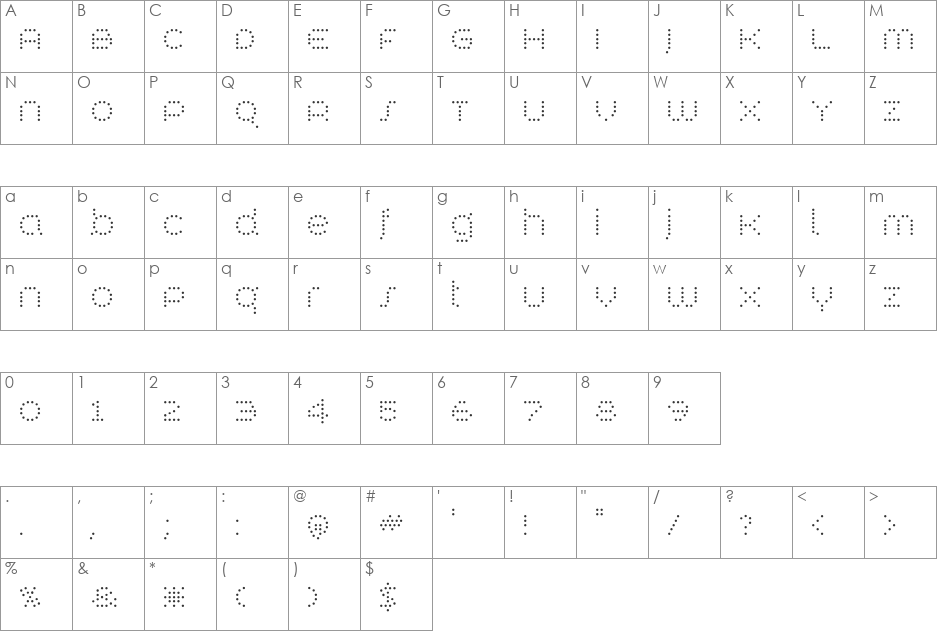 Synthetique OT font character map preview