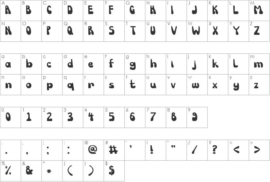 Syreeta font character map preview