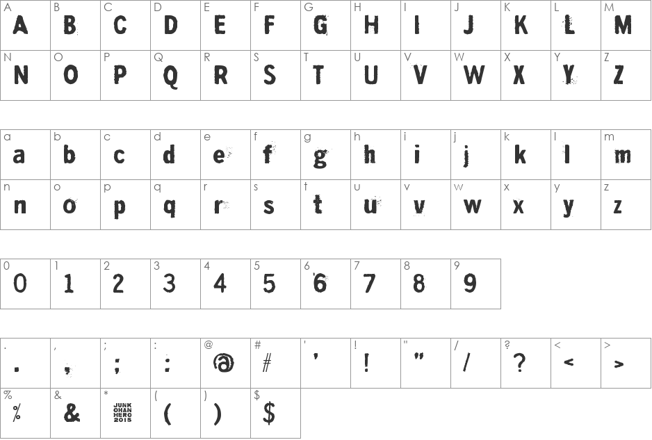 Syyskuu repaleinen font character map preview