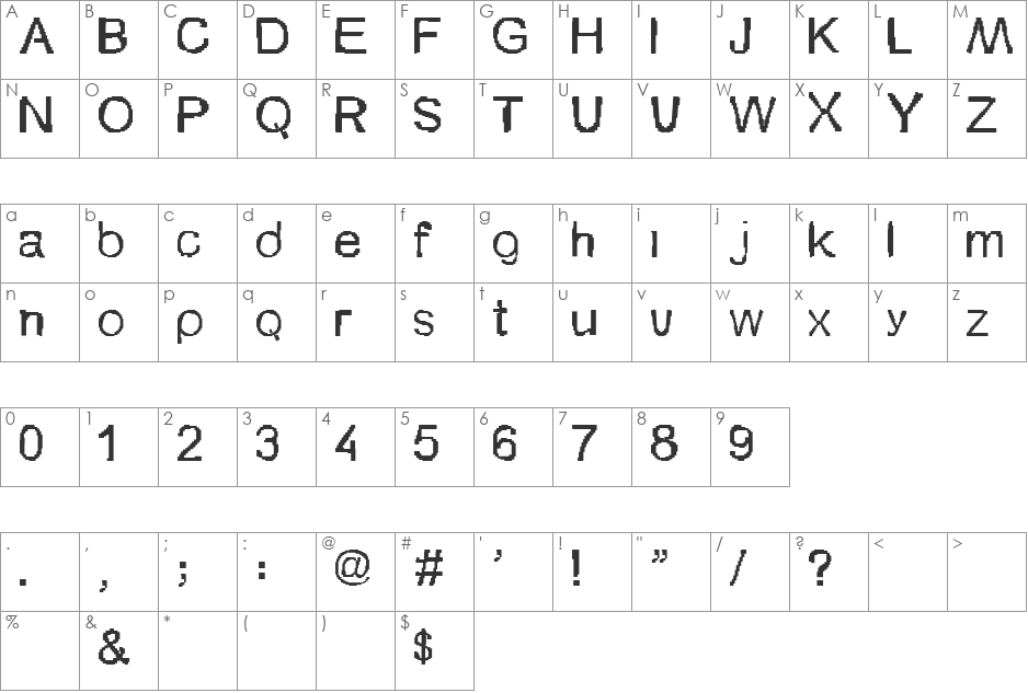 szionka font character map preview