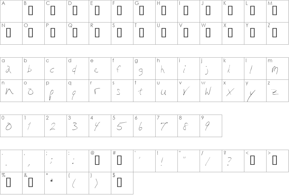 [style] scripty font character map preview