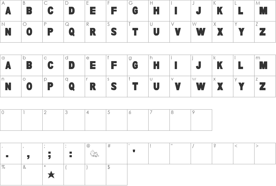 *TINTIN*  font character map preview