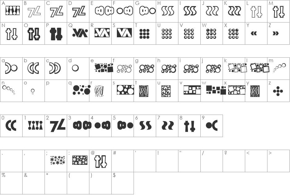 T font character map preview