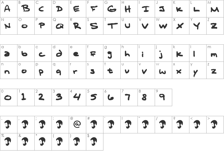 T Complana Z-1 font character map preview
