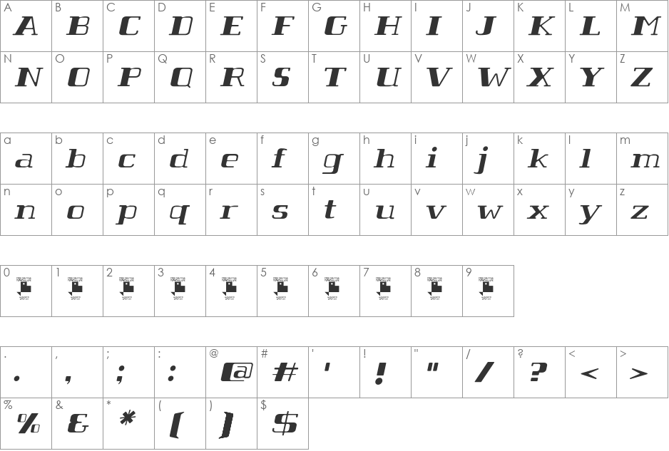 Tabaiba wild ffp font character map preview