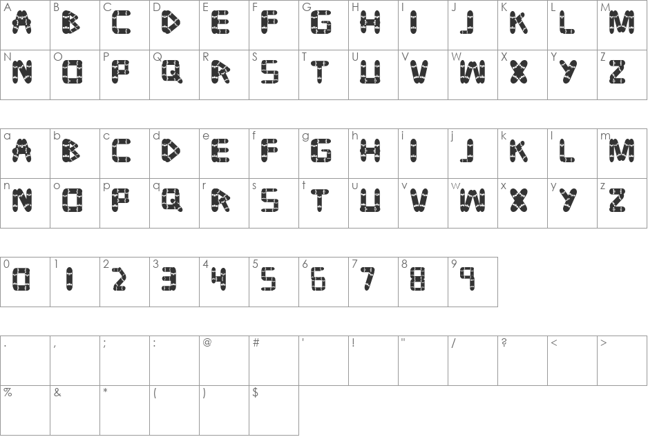 tabla font character map preview