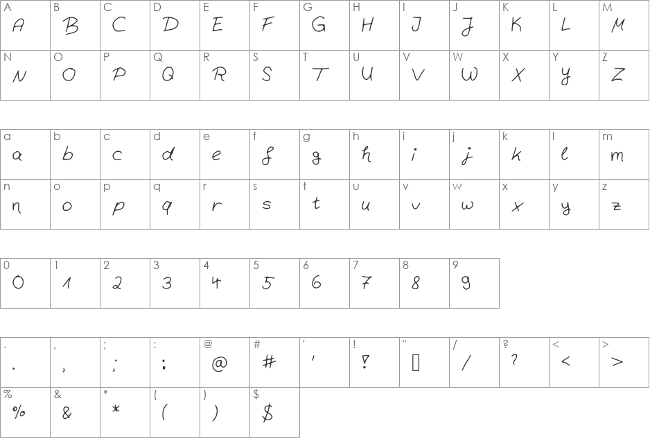BehindtheMirror font character map preview