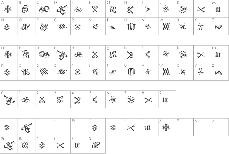 Tacklebox font character map preview