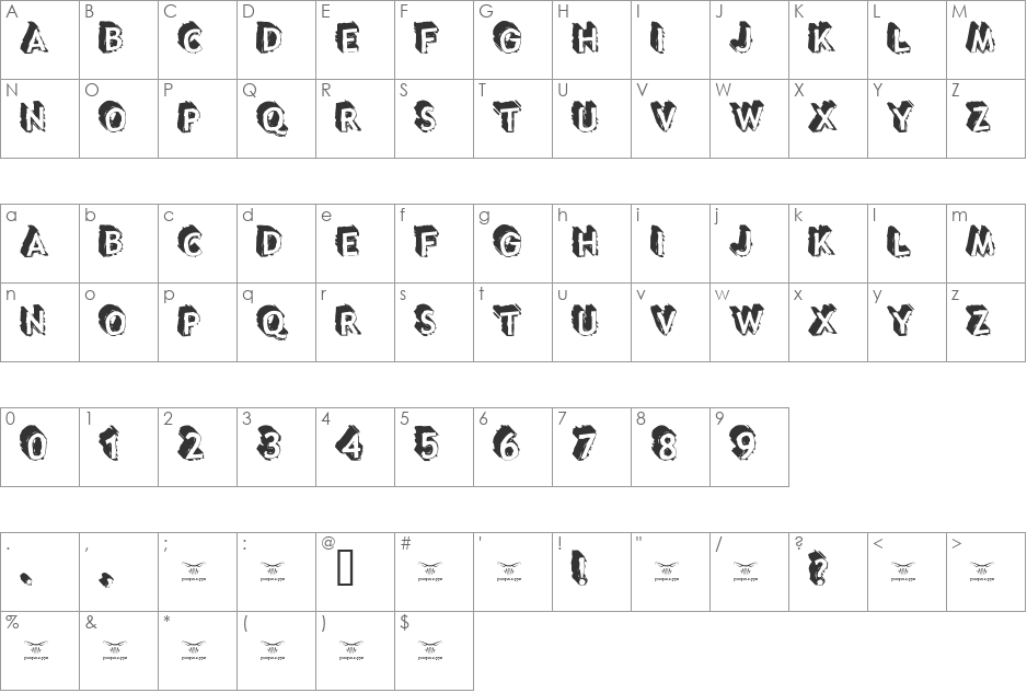 Taco Truck Militia font character map preview