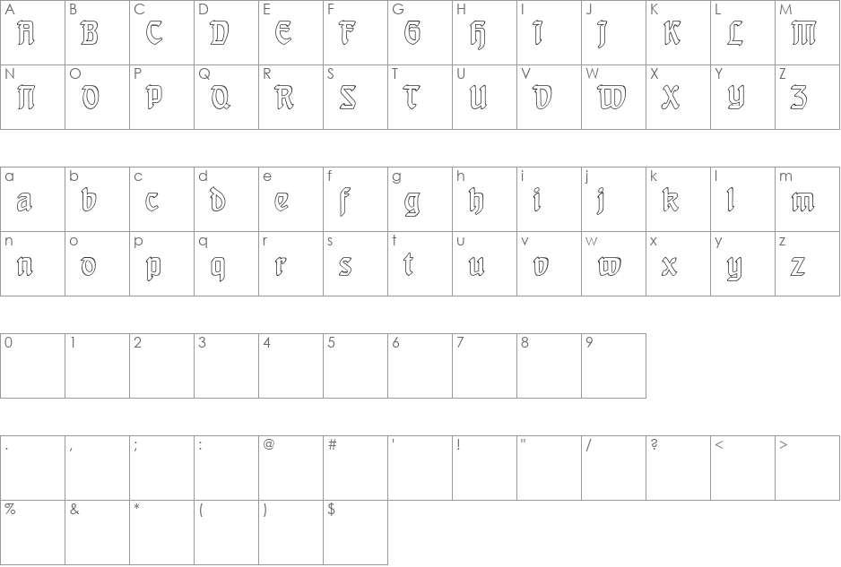 BehrensSchrift font character map preview