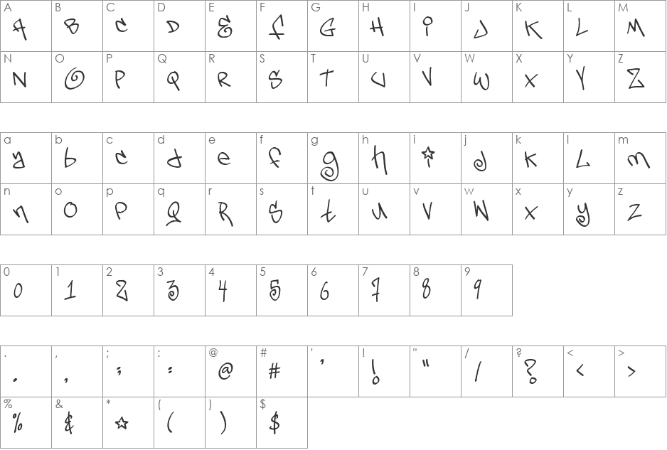 TagsXtreme2 font character map preview