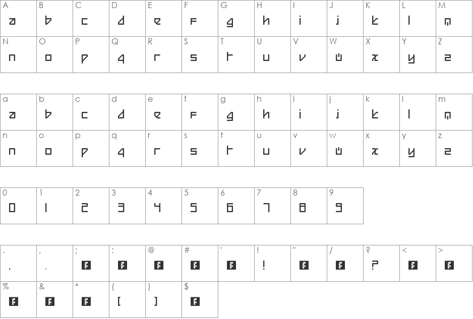 Beijing font character map preview