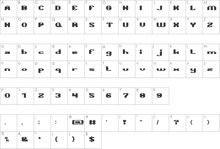 TAKE ME HOME font character map preview