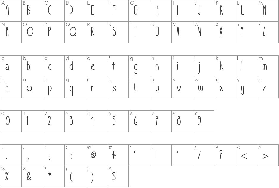 TakeItOrLeaveIt font character map preview