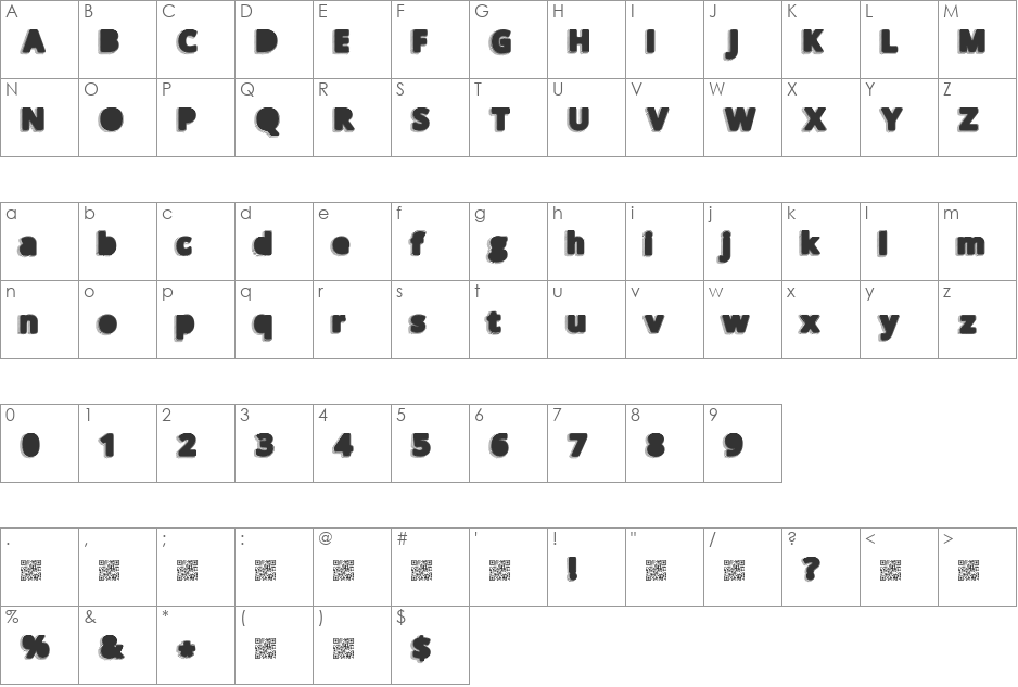 TakenBlack font character map preview