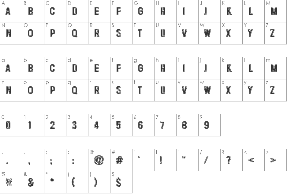 TakeYourClothesOffWhenYouDance font character map preview