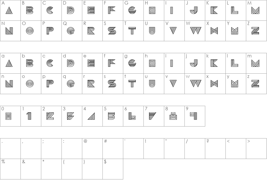 Talie font character map preview