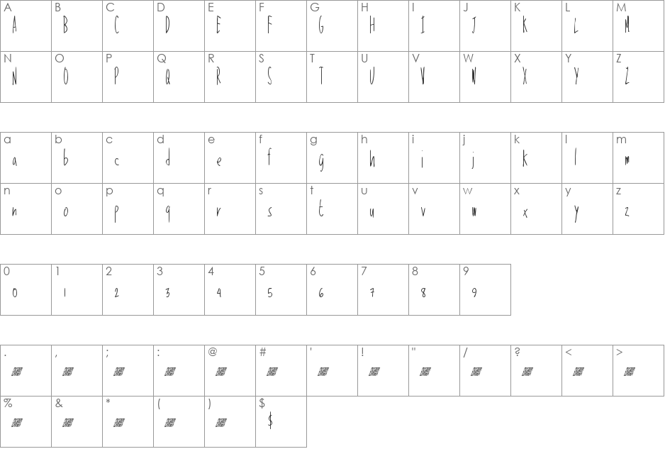 TalkingLouder font character map preview