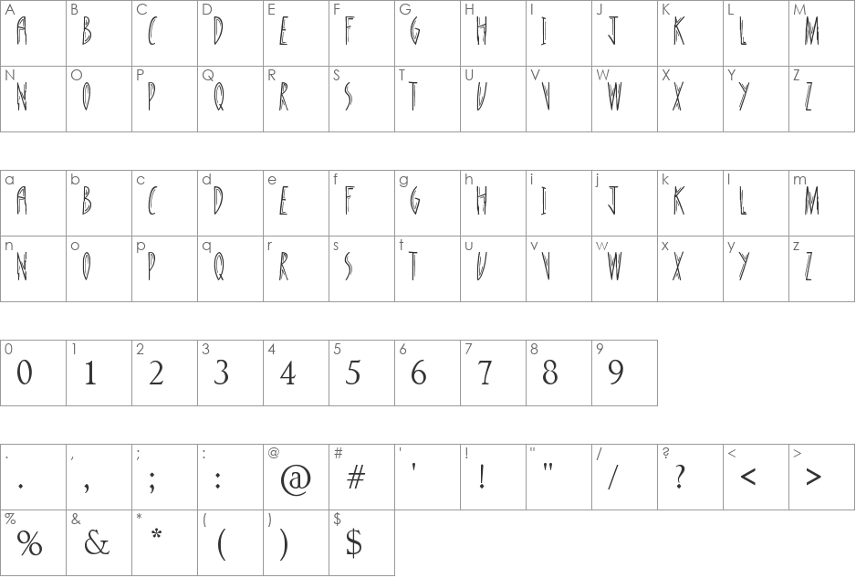 tall font character map preview