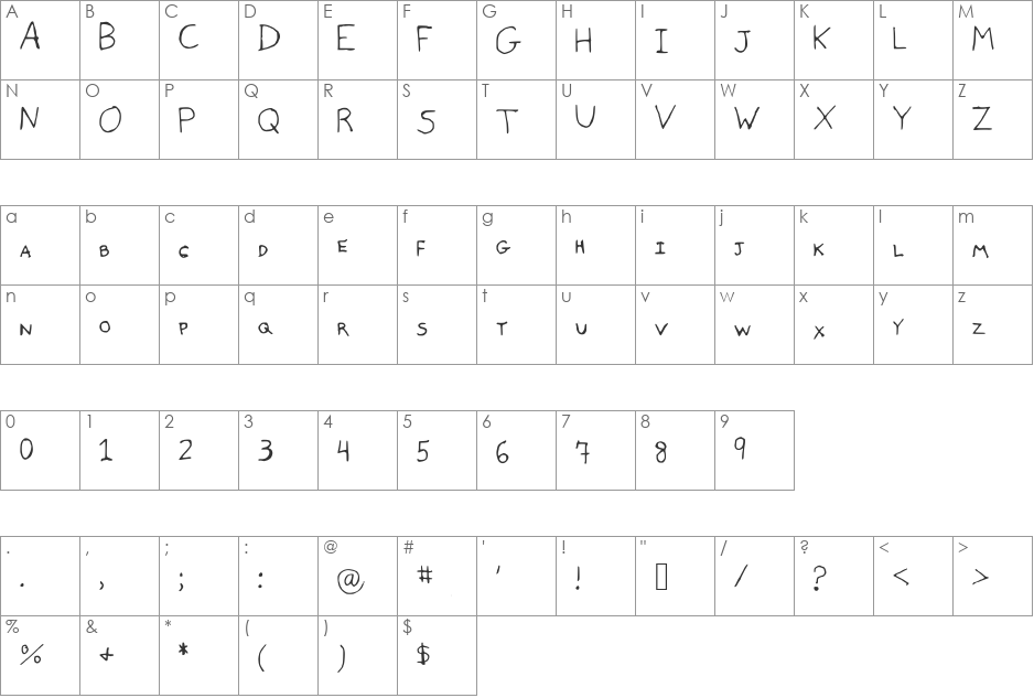 Being_Frank font character map preview