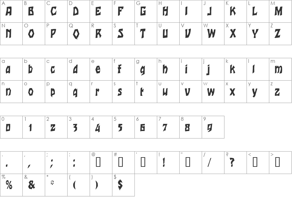 TalonCondensed font character map preview