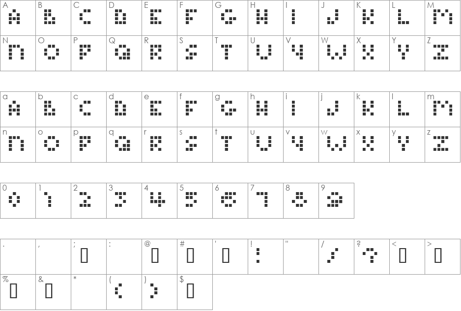 Tamagotchi font character map preview