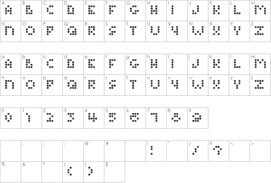 Tamagotchi font character map preview