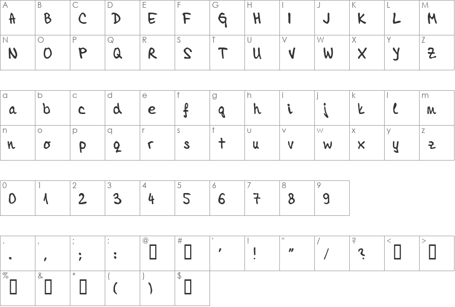 TamaraImbri font character map preview