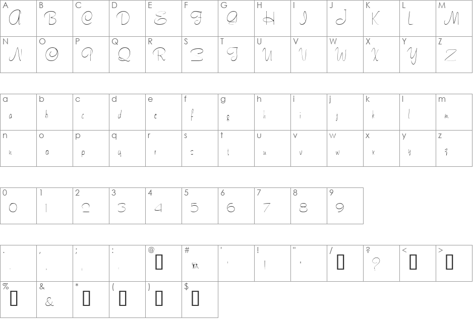 Tamarind font character map preview