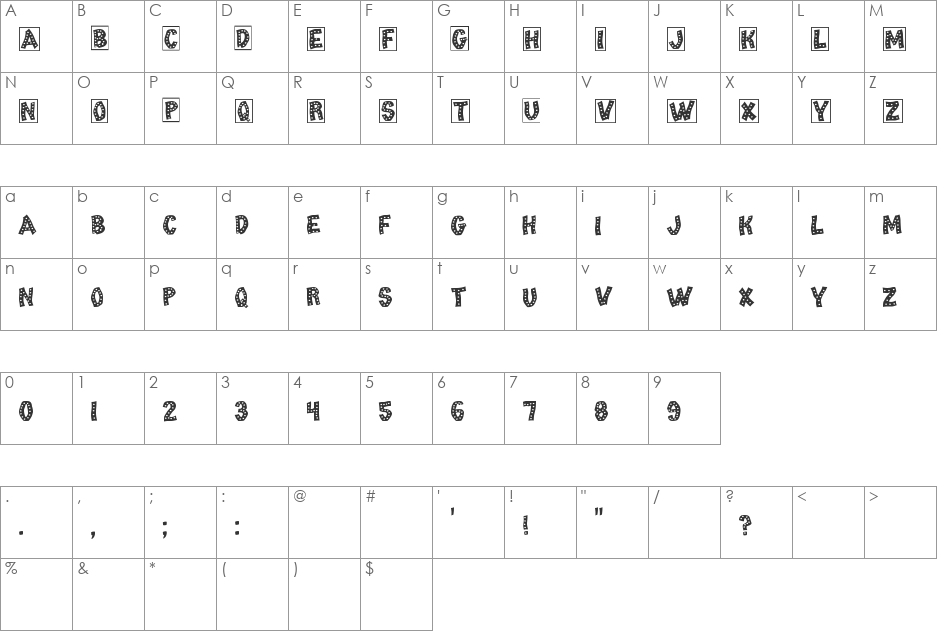 Tango Regular 2 font character map preview