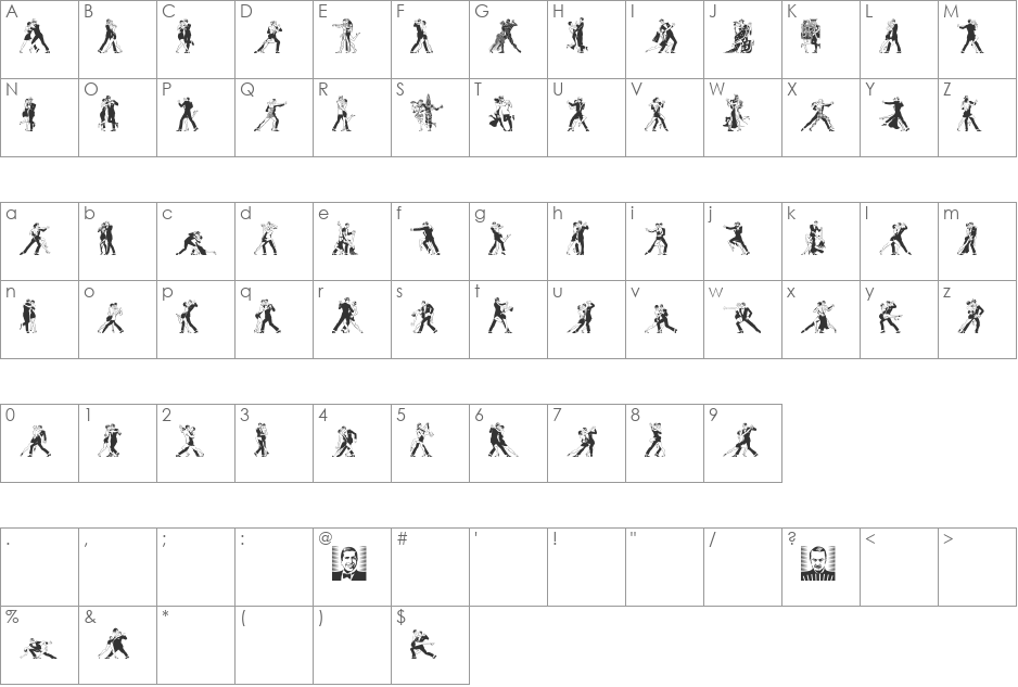 Tangomaniacs LT Day font character map preview