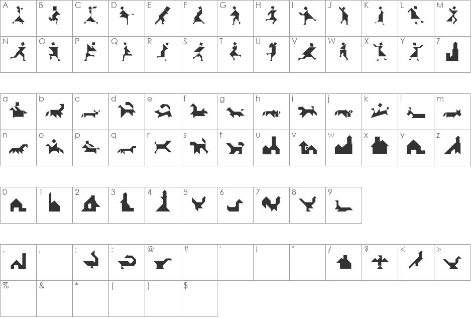 TangramBlack font character map preview