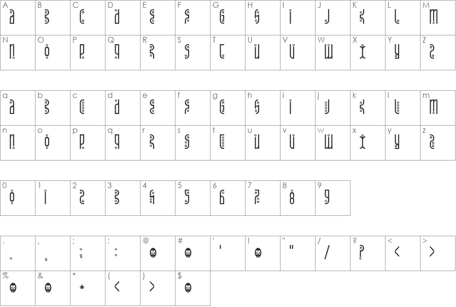 Tantrum Tongue font character map preview