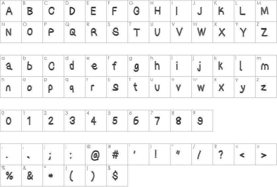 Tape font character map preview