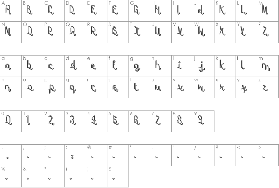 tape deck font character map preview
