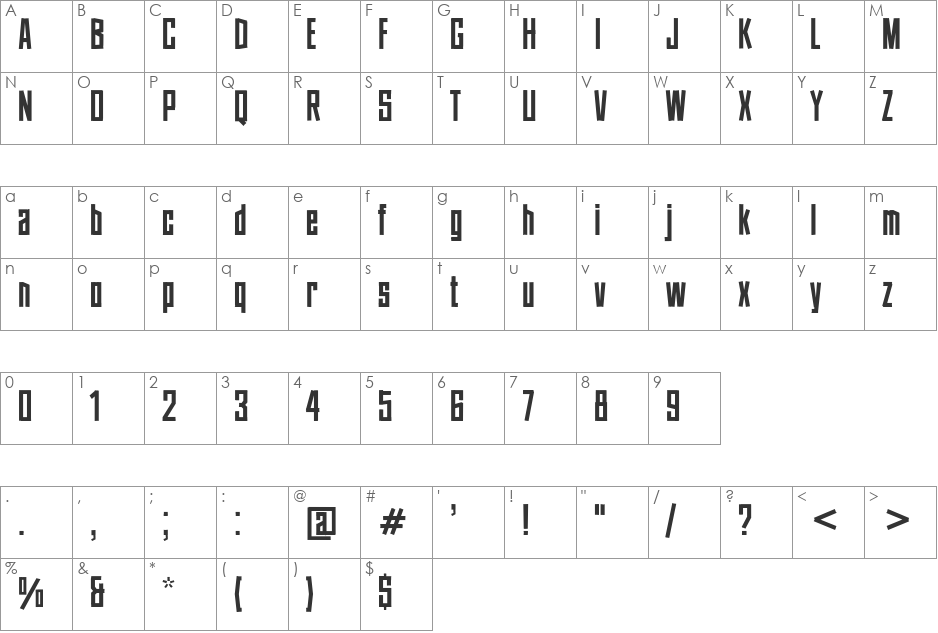 Tape Font font character map preview