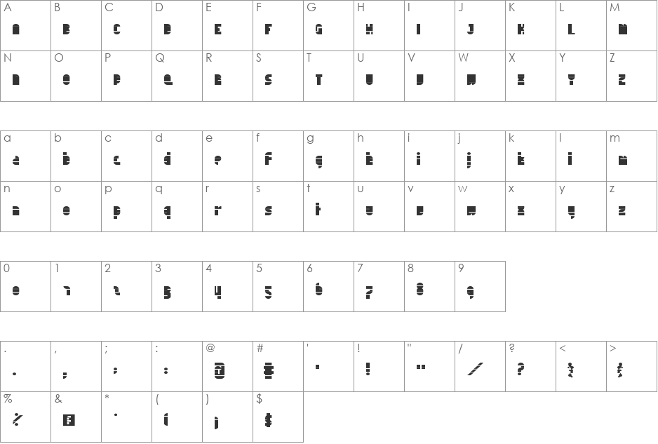 Tapedeck font character map preview