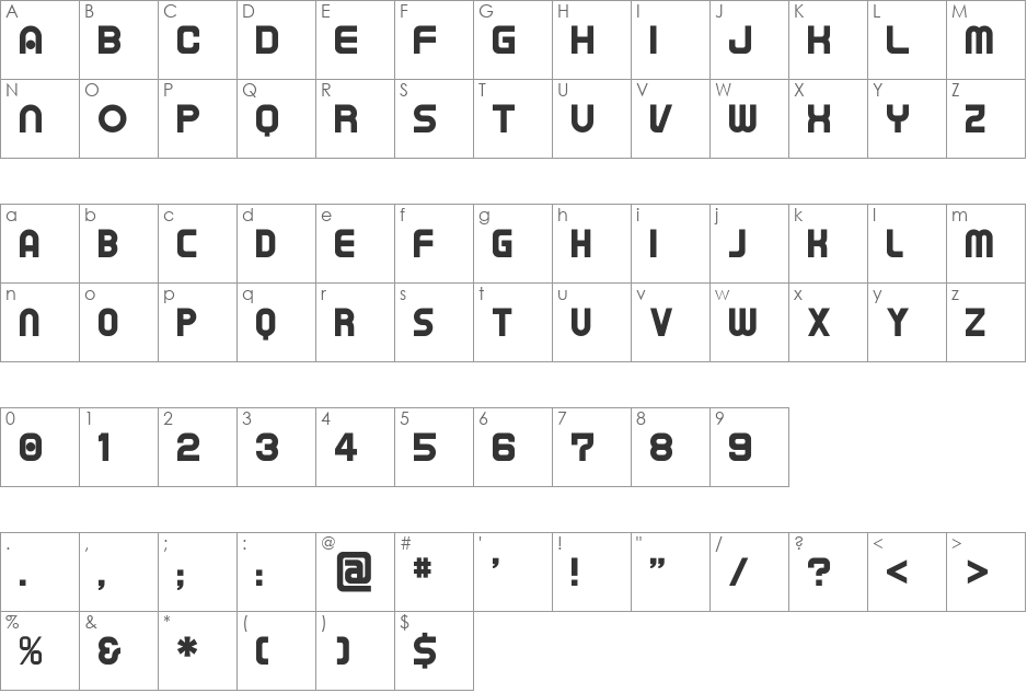 TAPEMAN font character map preview